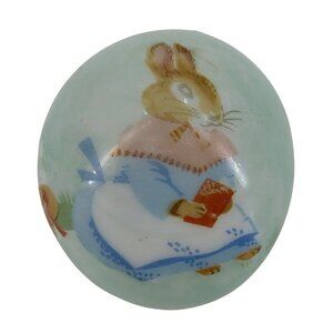 Vintage Beatrix Potter Blown Glass Easter Egg Bunny Rabbit Holiday 2.25 Inches
